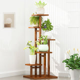 NNEDSZ 5 Tiers Vertical Bamboo Plant Stand Staged Flower Shelf Rack Outdoor Garden