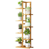 NNEDSZ 6 Tiers Vertical Bamboo Plant Stand Staged Flower Shelf Rack Outdoor Garden