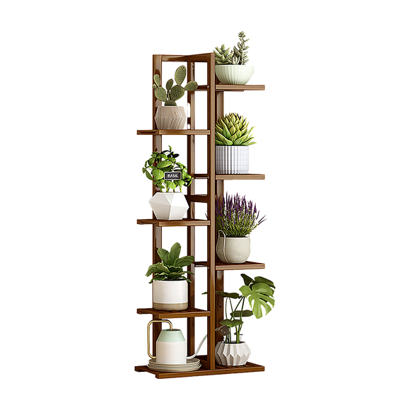 NNEDSZ 6 Tiers Vertical Bamboo Plant Stand Staged Flower Shelf Rack Outdoor Garden