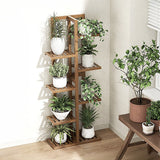 NNEDSZ 6 Tiers Vertical Bamboo Plant Stand Staged Flower Shelf Rack Outdoor Garden