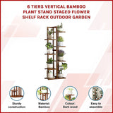 NNEDSZ 6 Tiers Vertical Bamboo Plant Stand Staged Flower Shelf Rack Outdoor Garden