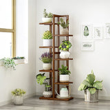 NNEDSZ 6 Tiers Vertical Bamboo Plant Stand Staged Flower Shelf Rack Outdoor Garden