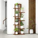 NNEDSZ 6 Tiers Vertical Bamboo Plant Stand Staged Flower Shelf Rack Outdoor Garden