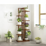 NNEDSZ 6 Tiers Vertical Bamboo Plant Stand Staged Flower Shelf Rack Outdoor Garden