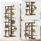 NNEDSZ 6 Tiers Vertical Bamboo Plant Stand Staged Flower Shelf Rack Outdoor Garden