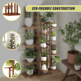 NNEDSZ 6 Tiers Vertical Bamboo Plant Stand Staged Flower Shelf Rack Outdoor Garden