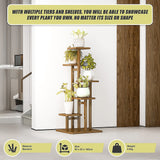 NNEDSZ 6 Tiers Vertical Bamboo Plant Stand Staged Flower Shelf Rack Outdoor Garden