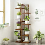 NNEDSZ 6 Tiers Vertical Bamboo Plant Stand Staged Flower Shelf Rack Outdoor Garden