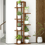 NNEDSZ 6 Tiers Vertical Bamboo Plant Stand Staged Flower Shelf Rack Outdoor Garden
