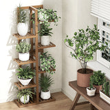 NNEDSZ 6 Tiers Vertical Bamboo Plant Stand Staged Flower Shelf Rack Outdoor Garden