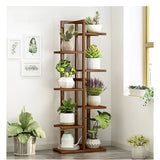 NNEDSZ 6 Tiers Vertical Bamboo Plant Stand Staged Flower Shelf Rack Outdoor Garden