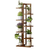 NNEDSZ 6 Tiers Vertical Bamboo Plant Stand Staged Flower Shelf Rack Outdoor Garden