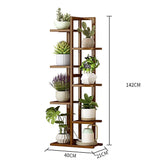 NNEDSZ 6 Tiers Vertical Bamboo Plant Stand Staged Flower Shelf Rack Outdoor Garden