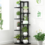 NNEDSZ 6 Tiers Vertical Bamboo Plant Stand Staged Flower Shelf Rack Outdoor Garden