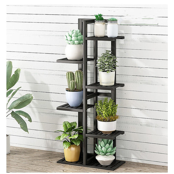 NNEDSZ 6 Tiers Vertical Bamboo Plant Stand Staged Flower Shelf Rack Outdoor Garden