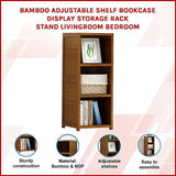 NNEDSZ Bamboo Adjustable Shelf Bookcase Display Storage Rack Stand Livingroom Bedroom
