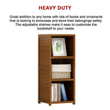 NNEDSZ Bamboo Adjustable Shelf Bookcase Display Storage Rack Stand Livingroom Bedroom