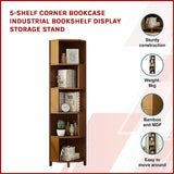 NNEDSZ 5-Shelf Corner Bookcase Industrial Bookshelf Display Storage Stand