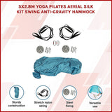 NNEDSZ 5x2.8m Yoga Pilates Aerial Silk Kit Swing Anti-Gravity Hammock