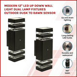 NNEDSZ Modern 12" LED Up Down Wall Light dual Lamp Fixtures Outdoor Dusk to Dawn Sensor