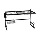 NNEDSZ 85cm Dish Drying Rack Drainer Over Sink Steel Cup Cutlery Organizer 2 Tier