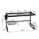 NNEDSZ 85cm Dish Drying Rack Drainer Over Sink Steel Cup Cutlery Organizer 2 Tier