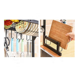 NNEDSZ 85cm Dish Drying Rack Drainer Over Sink Steel Cup Cutlery Organizer 2 Tier