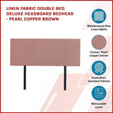 NNEDSZ Linen Fabric Double Bed Deluxe Headboard Bedhead - Pearl Copper Brown