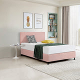 NNEDSZ Linen Fabric Double Bed Deluxe Headboard Bedhead - Pale Pink