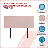 NNEDSZ Linen Fabric Double Bed Deluxe Headboard Bedhead - Pale Pink
