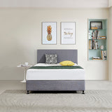 NNEDSZ Linen Fabric Double Bed Deluxe Headboard Bedhead - Slate Ash