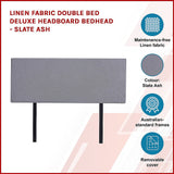 NNEDSZ Linen Fabric Double Bed Deluxe Headboard Bedhead - Slate Ash