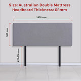 NNEDSZ Linen Fabric Double Bed Deluxe Headboard Bedhead - Slate Ash