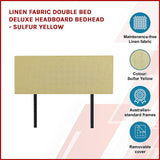 NNEDSZ Linen Fabric Double Bed Deluxe Headboard Bedhead - Sulfur Yellow