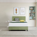 NNEDSZ Linen Fabric Double Bed Deluxe Headboard Bedhead - Olive Green