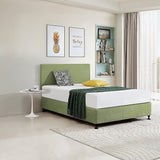 NNEDSZ Linen Fabric Double Bed Deluxe Headboard Bedhead - Olive Green