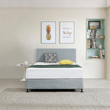 NNEDSZ Linen Fabric Double Bed Deluxe Headboard Bedhead - Stone Grey