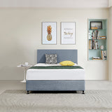 NNEDSZ Linen Fabric Double Bed Deluxe Headboard Bedhead - Berlin Blue