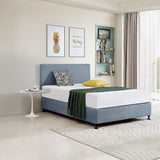 NNEDSZ Linen Fabric Double Bed Deluxe Headboard Bedhead - Berlin Blue