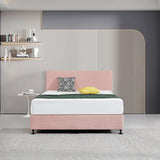 NNEDSZ Linen Fabric Queen Bed Deluxe Headboard Bedhead - Pale Pink