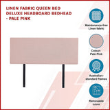 NNEDSZ Linen Fabric Queen Bed Deluxe Headboard Bedhead - Pale Pink