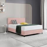NNEDSZ Linen Fabric Queen Bed Deluxe Headboard Bedhead - Pale Pink