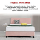 NNEDSZ Linen Fabric Queen Bed Deluxe Headboard Bedhead - Pale Pink