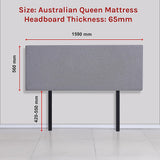 NNEDSZ Linen Fabric Queen Bed Deluxe Headboard Bedhead - Slate Ash