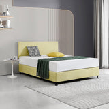 NNEDSZ Linen Fabric Queen Bed Deluxe Headboard Bedhead - Sulfur Yellow