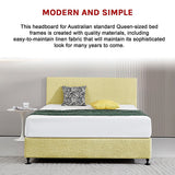 NNEDSZ Linen Fabric Queen Bed Deluxe Headboard Bedhead - Sulfur Yellow