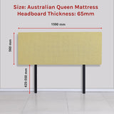 NNEDSZ Linen Fabric Queen Bed Deluxe Headboard Bedhead - Sulfur Yellow