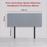 NNEDSZ Linen Fabric Queen Bed Deluxe Headboard Bedhead - Berlin Blue