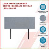 NNEDSZ Linen Fabric Queen Bed Deluxe Headboard Bedhead - Berlin Blue