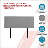 NNEDSZ Linen Fabric Queen Bed Deluxe Headboard Bedhead - Night Ash